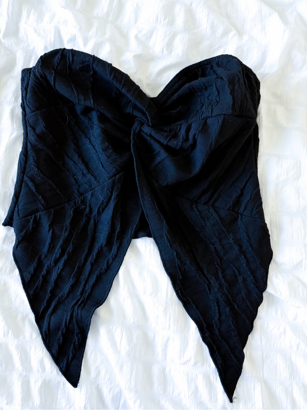 Strapless Black Twist Front Bandeau Top